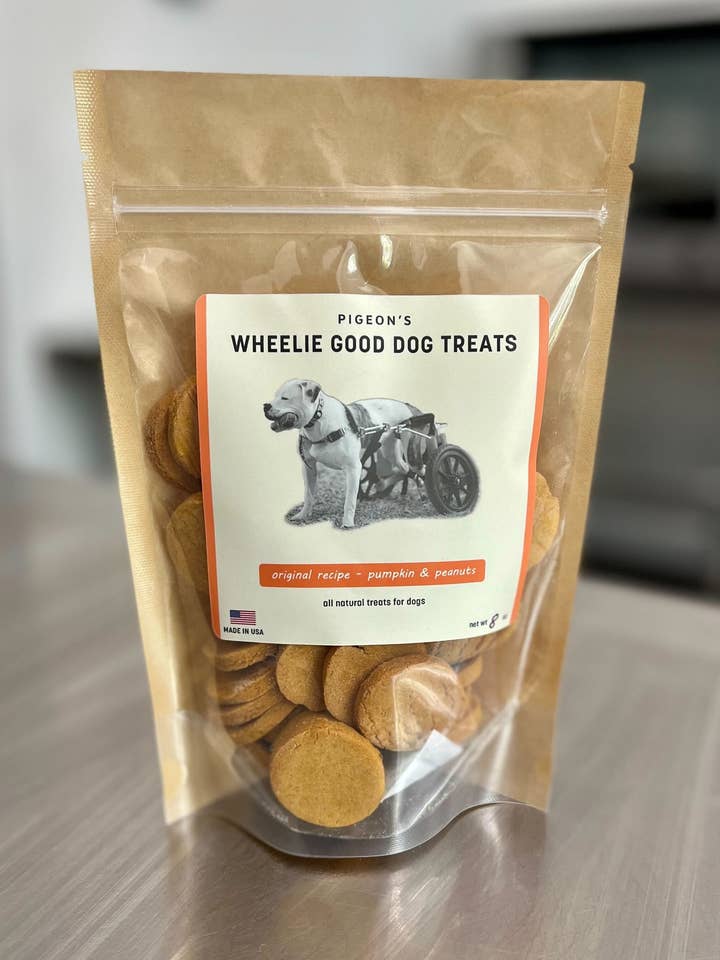 Pigeon's Wheelie Good Dog Treats - Half pond voor wholesale door Pigeon's Wheelie Good Dog Treats