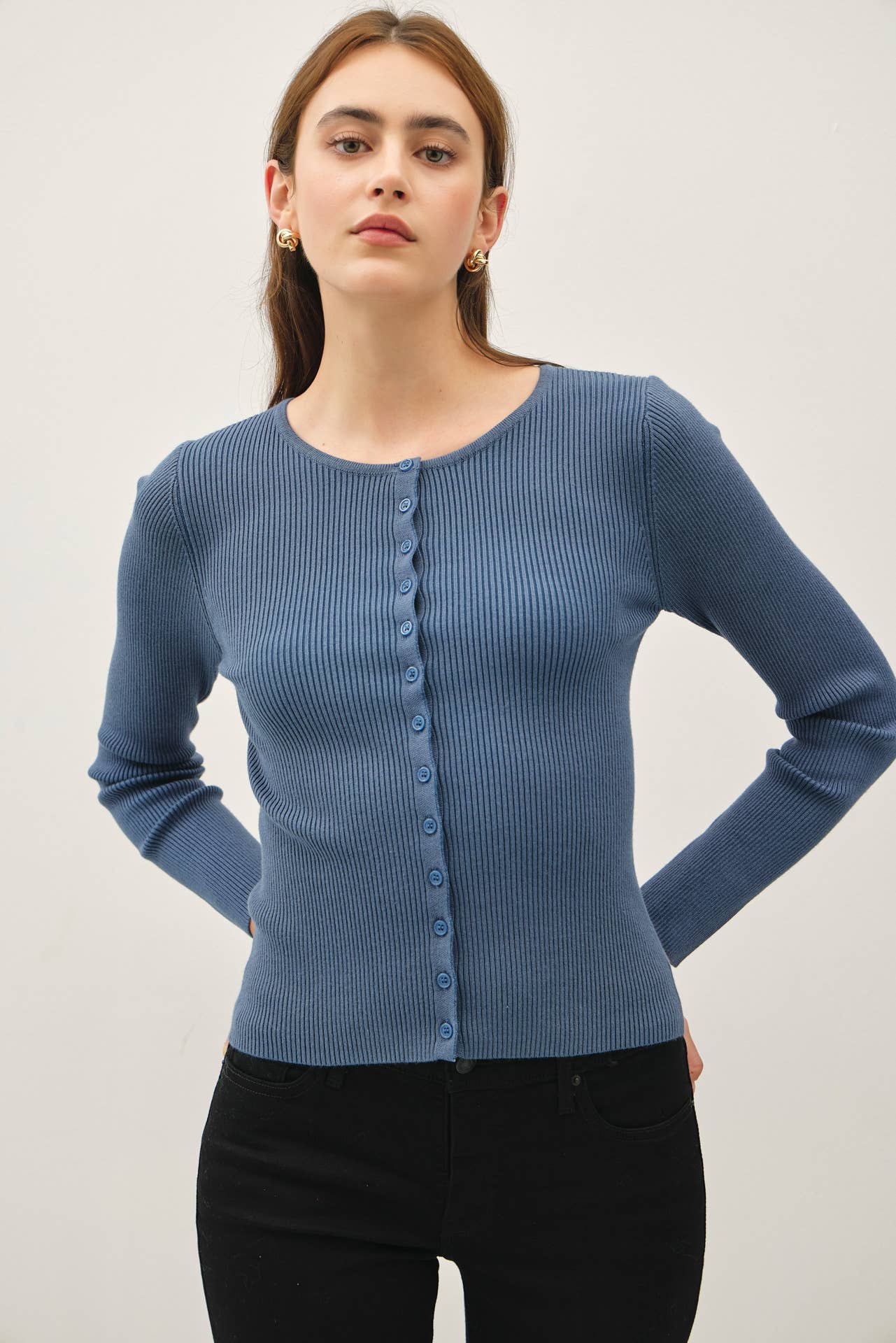 Be Cool - Wholesale Cardigan - Women's - RIBBED BUTTON UP CARDIGAN 15