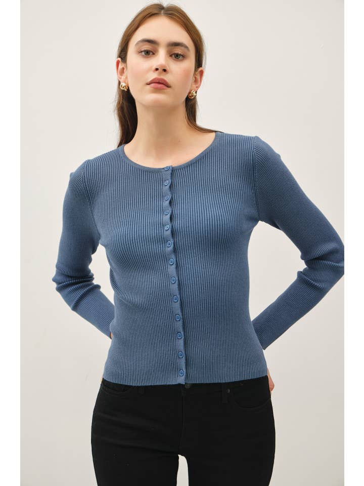 Be Cool - Wholesale Cardigan - Women's - RIBBED BUTTON UP CARDIGAN 15