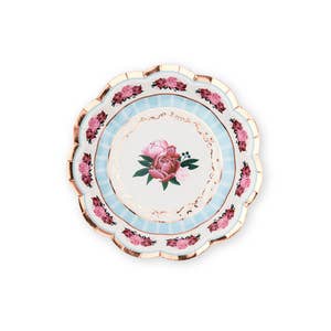 Tea Time Whimsy Small Paper Plates - Blue (Set of 16)