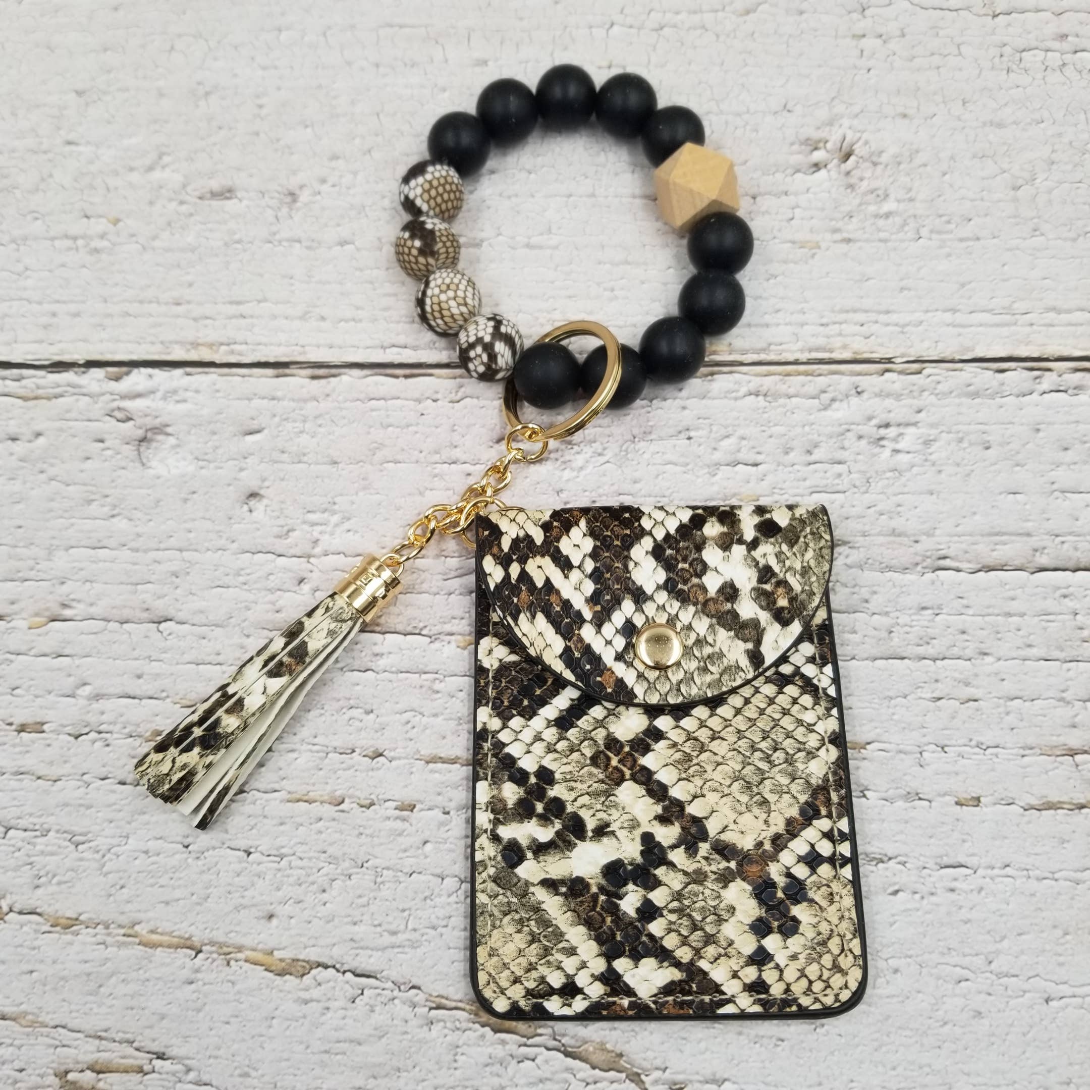Treasure Wholesale - Wholesale Keychain Bracelet - Leopard & Snake Tassel Card Case Bracelet Keychain3