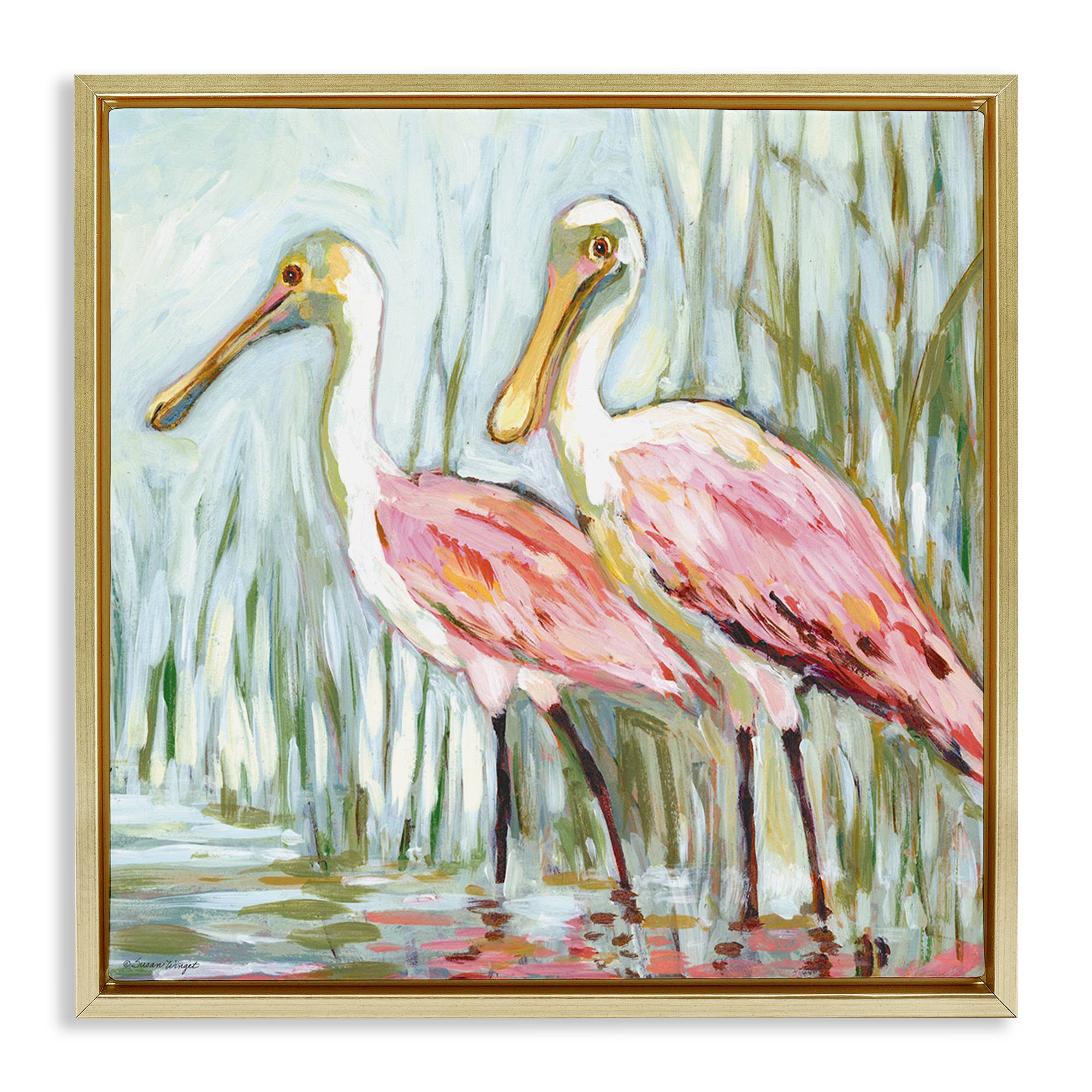 Stupell Industries - Wholesale Canvas Art - Spoonbill Birds Pair Floating Frame14