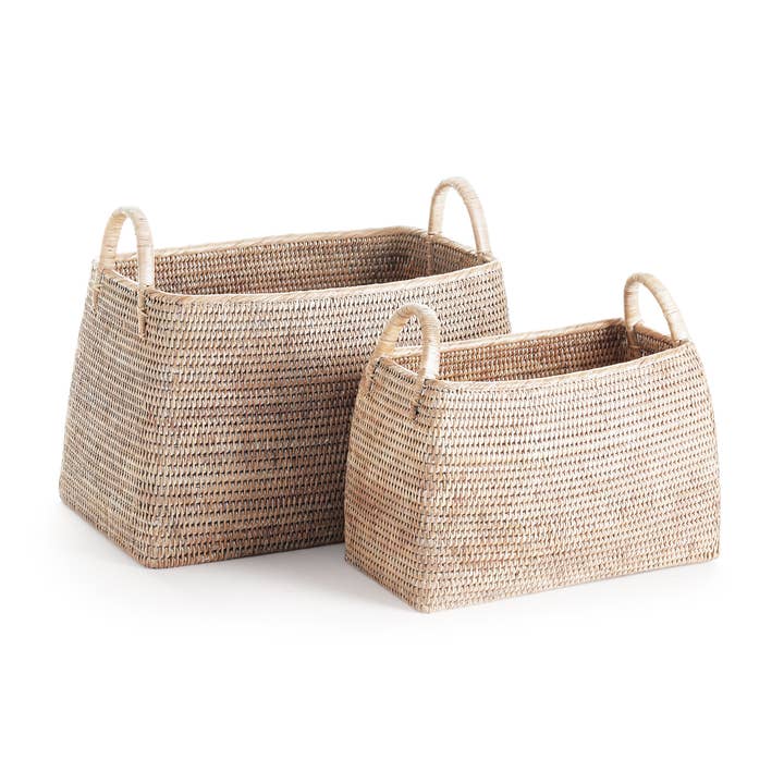 Burma Rattan Narrow Magazine Baskets Set of 2 for wholesale by Napa Home & Garden