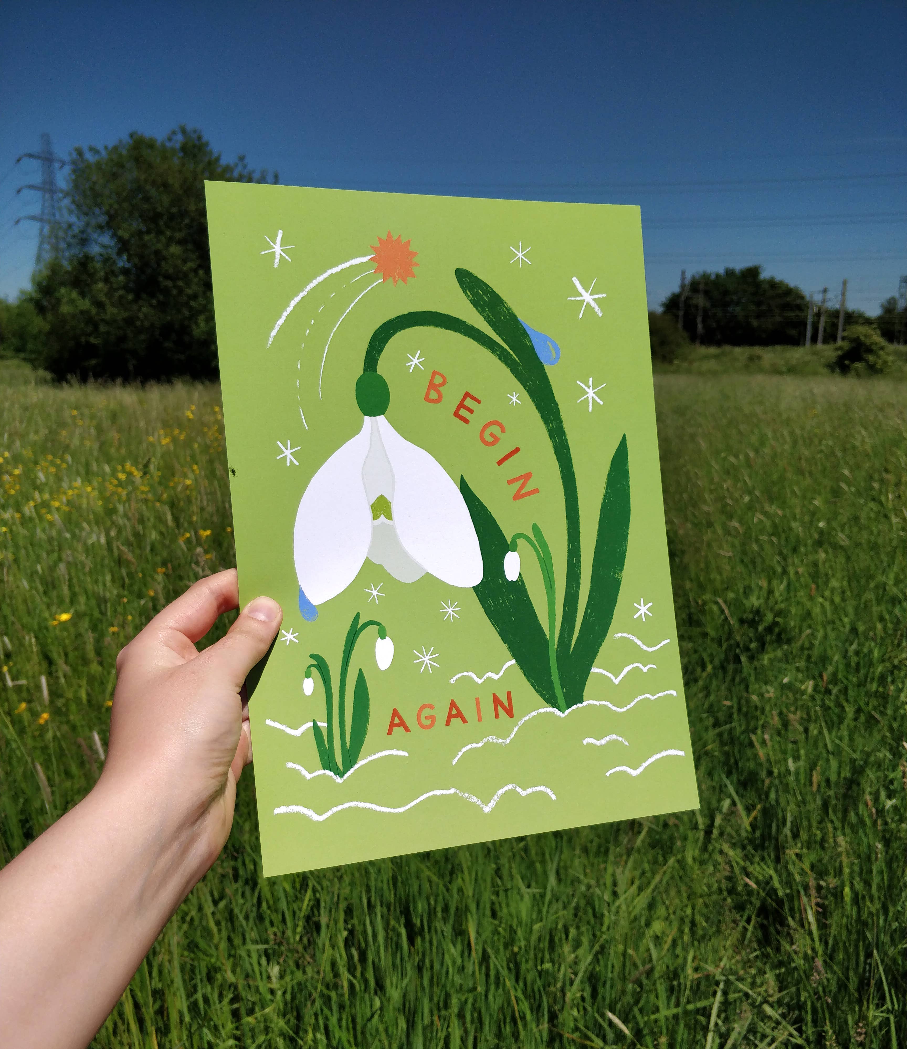 Lucy Scott Illustration - Wholesale Art Print - Begin Again Print, Mindful Illustrated Self Care Wall Art1