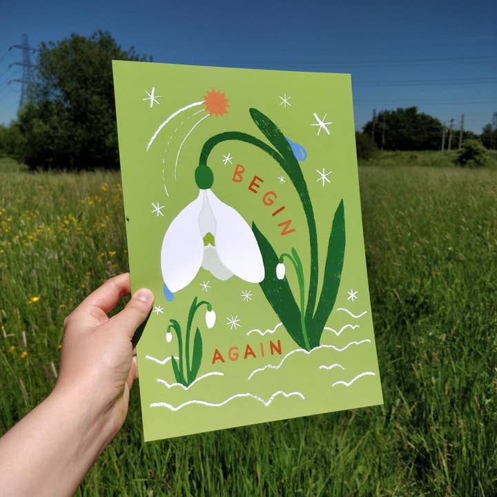 Lucy Scott Illustration - Wholesale Art Print - Begin Again Print, Mindful Illustrated Self Care Wall Art1