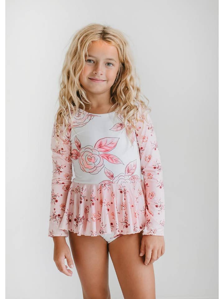 Oopsie Daisy - Wholesale Leotard - Kids - Kids Dusty Pink Rose Dance Long Sleeve Skirted Leotard