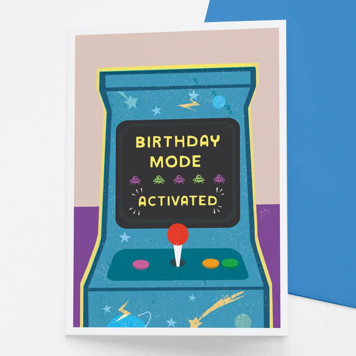 Retro Gamer birthday card for wholesale by Francesca Iannaccone