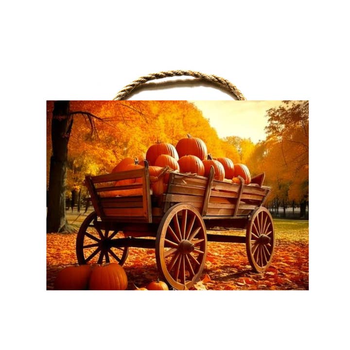Wood Sign Fall Pumpkin Wagon for wholesale by Ron Knight Entertainment, LLC