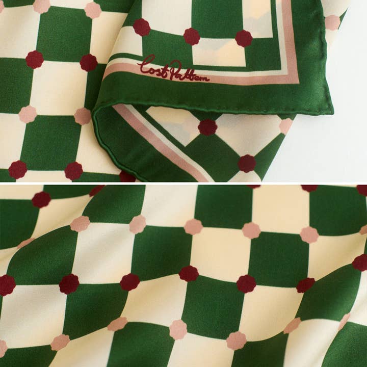 Verde Fazzoletto da taschino in seta «Checkerboard» - Verde in vendita all'ingrosso su Faire5