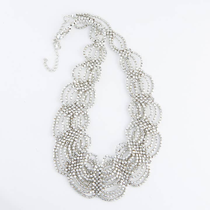 Elsie & Zoey - Wholesale Choker/Collar - Lisette Silver Beaded 18" Collar Necklace4