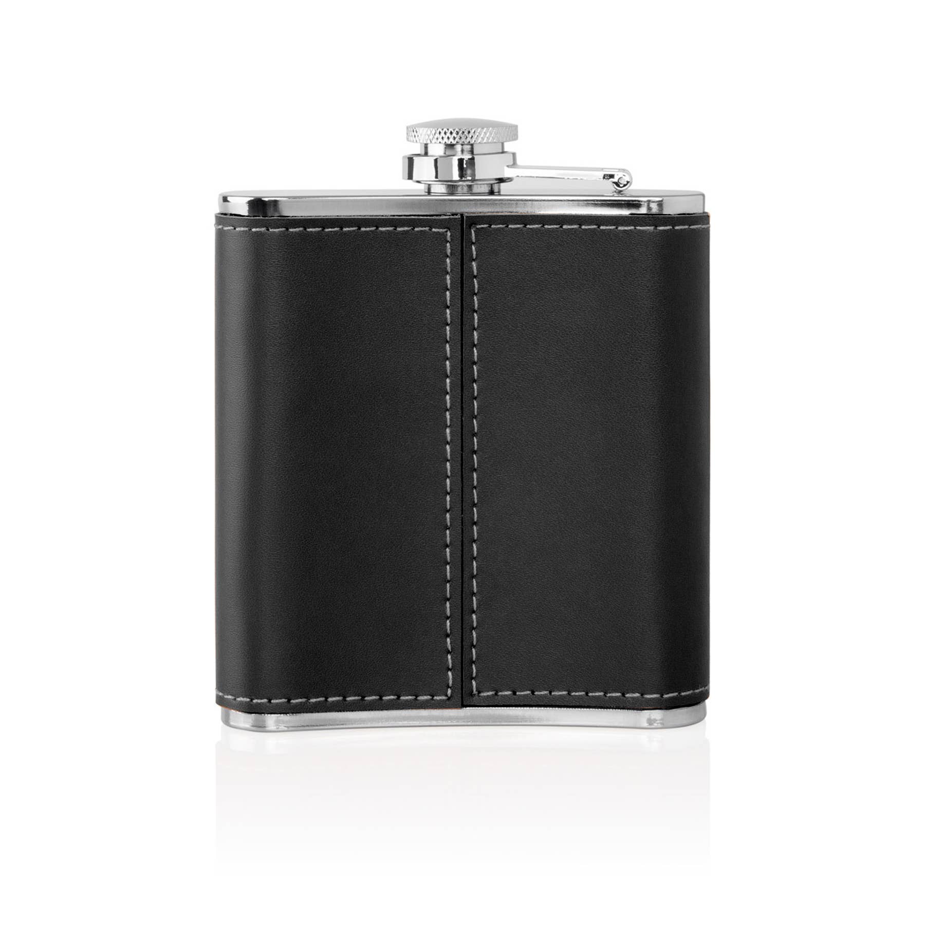 Beau-Coup - Wholesale Flask - Stainless Black Leather Flask Set2