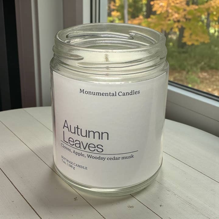 Herbstblätter Glas-Kerzengefäß - 7 oz für den Großhandel von Monumental Candles LLC