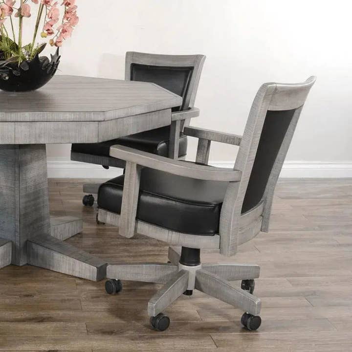 LOOMLAN - Wholesale Chair - Reversible Poker Game Table Swivel Leather Chairs Set