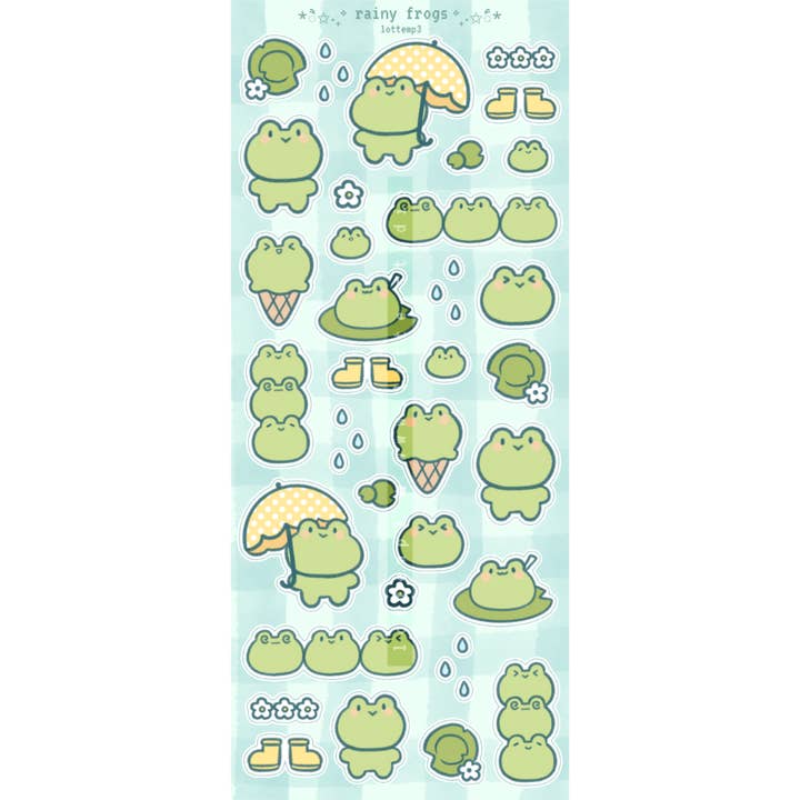 Rainy Frog Sticker Sheet for wholesale by Lottemp3
