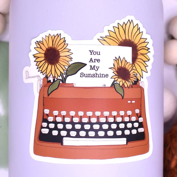 You Are My Sunshine Typewriter Sticker, 3x2.9in for wholesale by Sammy Jean Artist