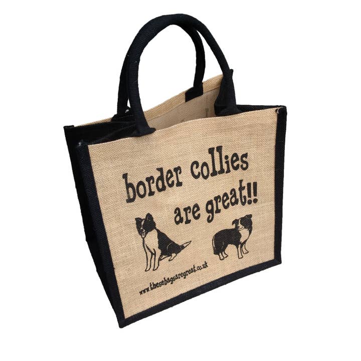 Border Collies are Great Bag - Jute Shopping Bag Gift Dog for wholesale by These Bags are Great