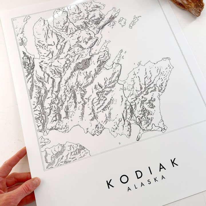 Turn-of-the-Centuries - Wholesale Art Print - Kodiak Alaska Topo City Lines Map ART PRINT3