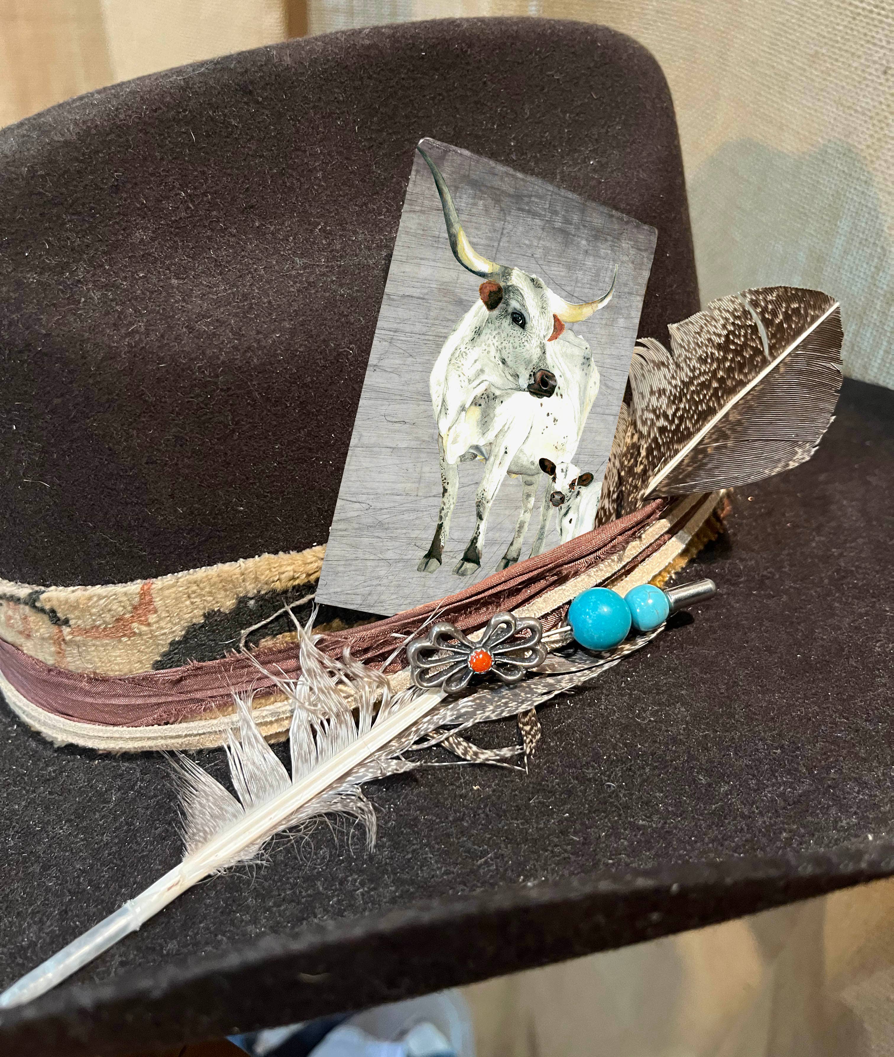 DOLLY ESTELLE - Wholesale Hat Accessory - Women's - Leather Hat Card - Vanilla Bean1