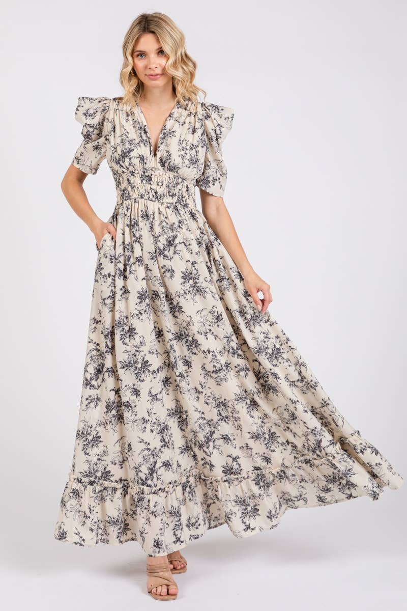 Peace Love Line – wholesale Klänning - Dam – PL5166 - BLOMMIG TRYCKT VÄVD MAXIKLÄNNING3