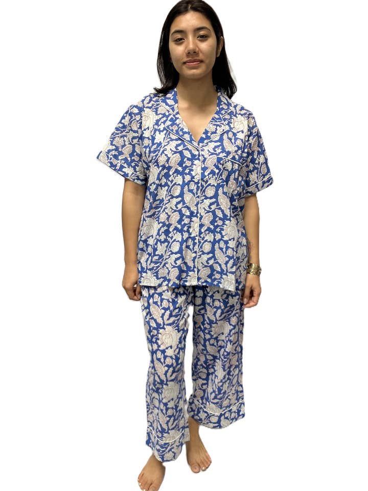 Cotton Pajama Shirt Blue  for wholesale by Dolma