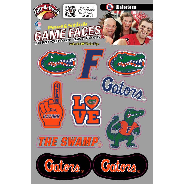 Florida Game Faces® midlertidige tatoveringer for engroshandel hos Fanapeel / Gamefaces