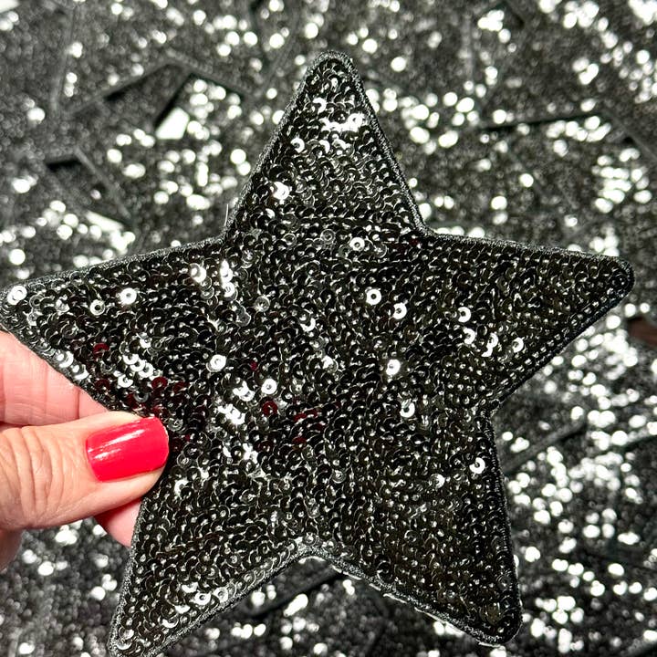 sequinandstiches - Wholesale Patch - Star Patch, Sequin Star Patch, Black 5" Sequin Star Patch, Iron on Patch, DIY, Trucker Hat Patch, Preppy Patch Trendy Patch Patch, Sequin Star