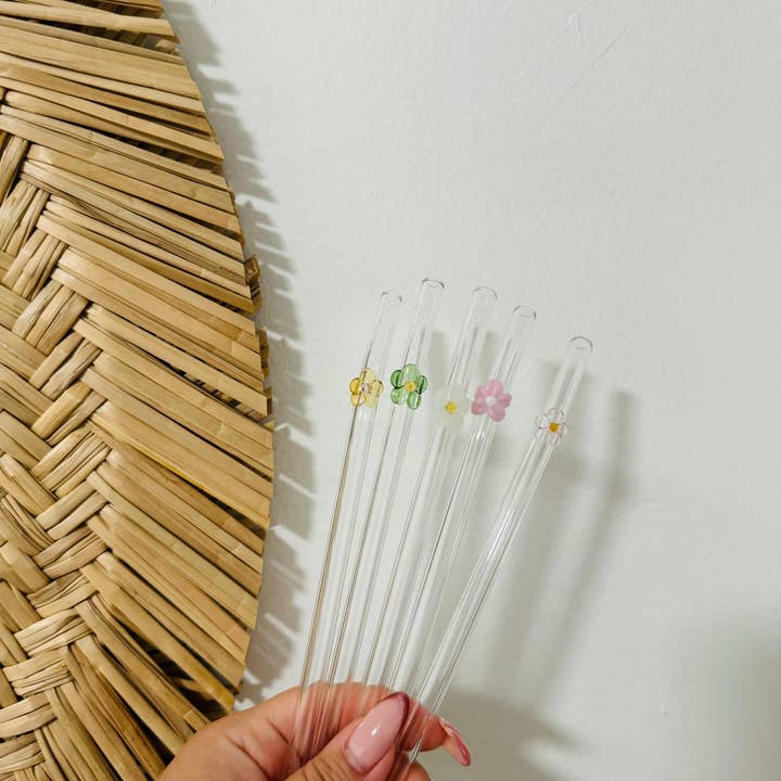 KuriArt Designs - Vente Paille - Pailles en verre à fleurs | Pailles en verre réutilisables2