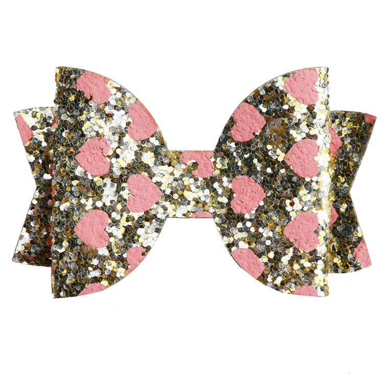 Sparkle Sisters by Couture Clips - Wholesale Hair Bow - Kids - Glitter Heart Bow3