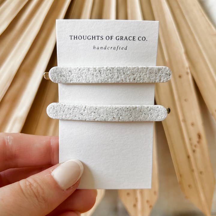 Phoebe Barrettes | Slate for wholesale by Thoughts of Grace Co.