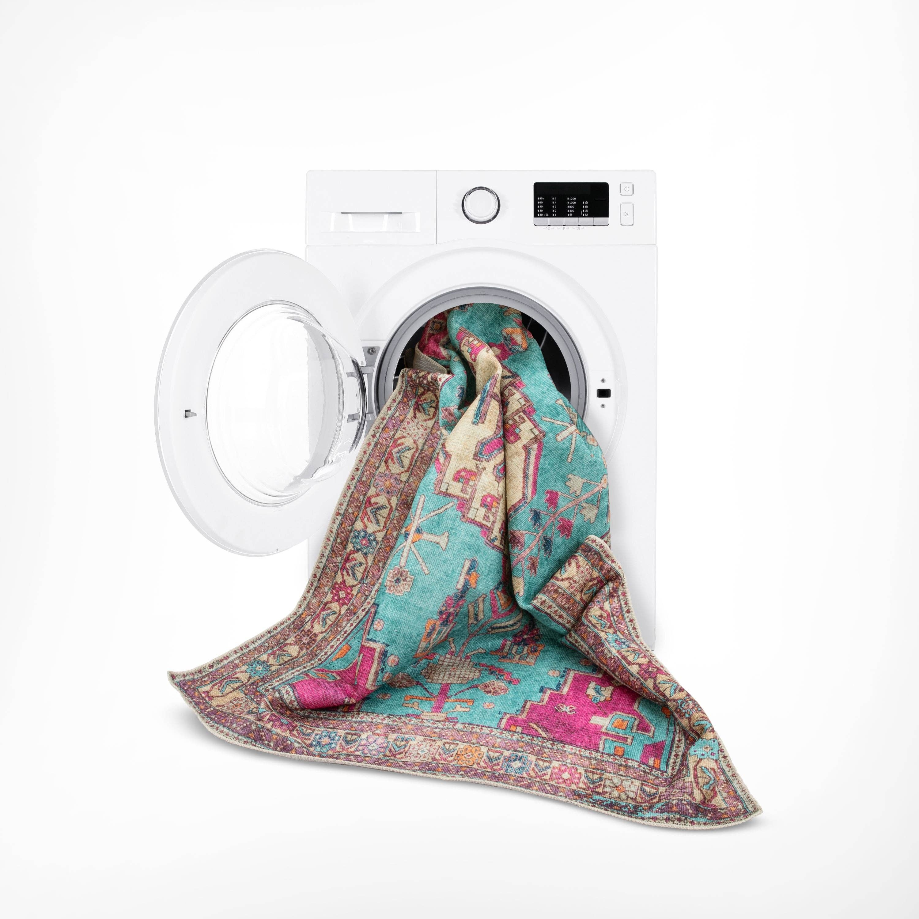 Well Woven – Tapete por atacado – Máquina Shasta Vintage Medalhão Boémio Pérsian Blush Turquesa Turquesa Tapete Distressed4