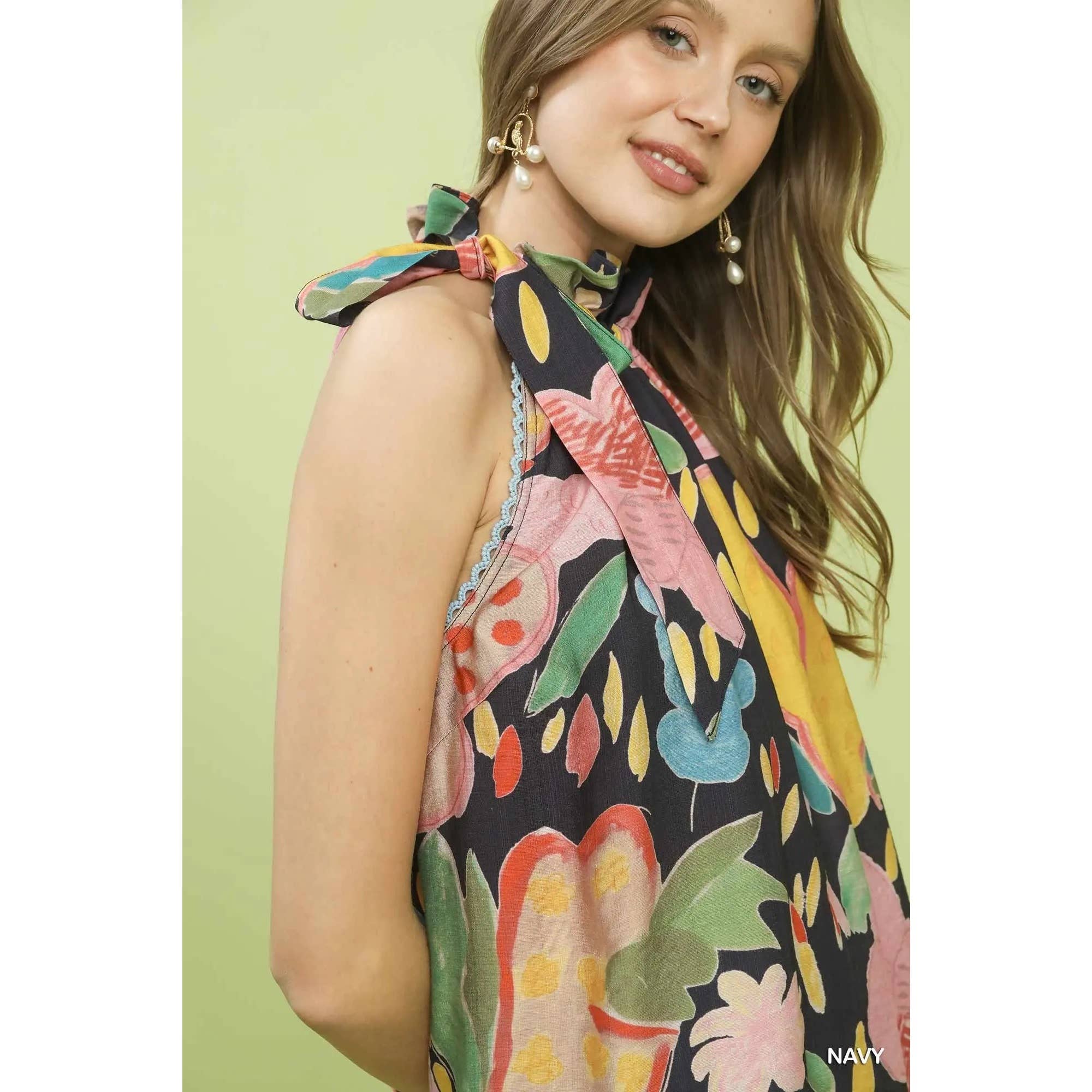 STYLE USA - Wholesale Tunic - Women's - NEW Multi-Color Floral Halter Neck Boho Top14