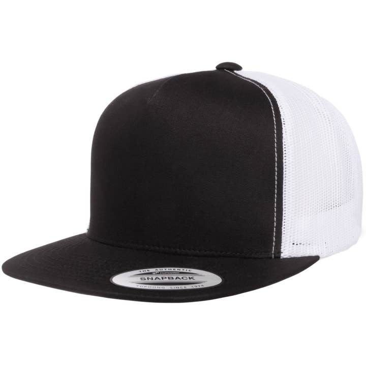 The Park Wholesale - Vendita all'ingrosso Cappellino da camionista - Unisex - Yupoong 6006T Classic Trucker Snapback Hat, berretto piatto con retro in rete, colori bicolore - YP Classics®