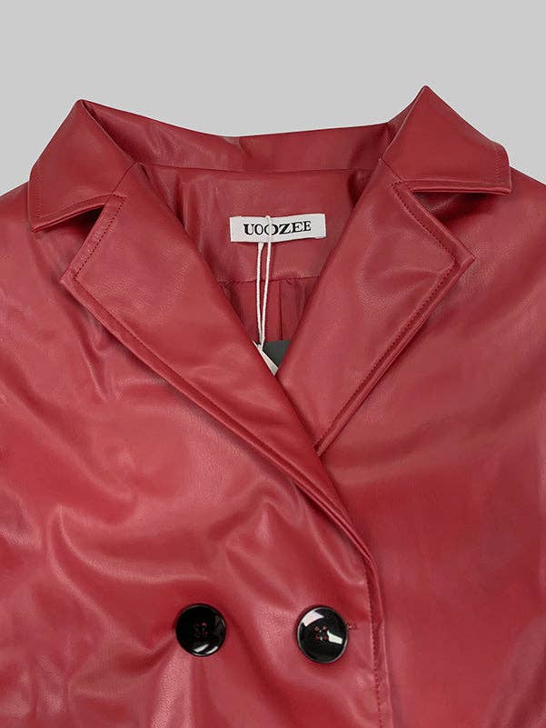 Sheer Trend - Wholesale Leather Jacket - Women's - Long Sleeve Solid Color Notched Collar Jacket9