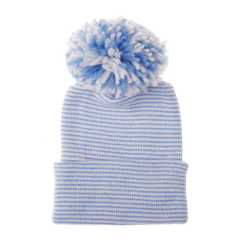 Jamie Rae Hats - Vente Bonnet pour nouveau-né – bébé - Bonnet pompon pour nouveau-né à l'hôpital0
