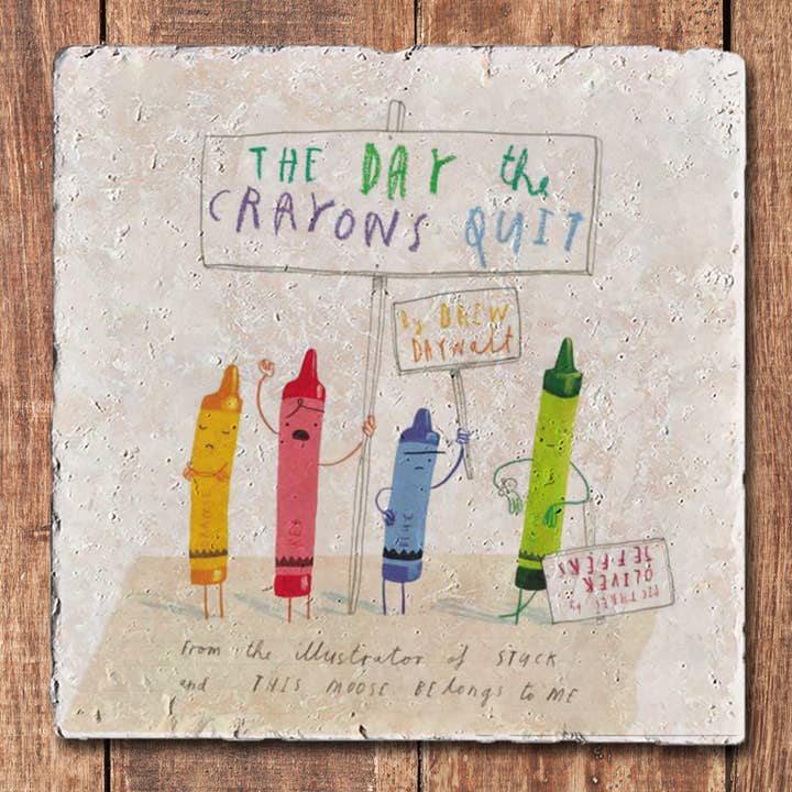 Children's Book Coasters - The Day the Crayons Quit for wholesale by Black Angel Designs
