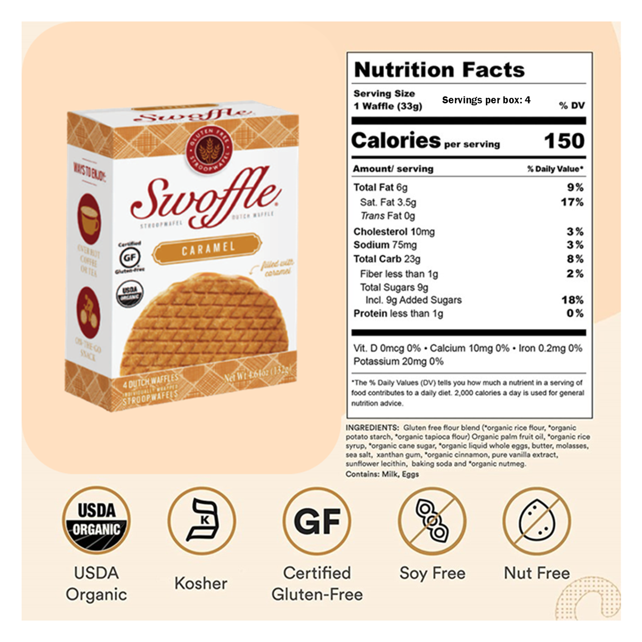 Swoffle - Wholesale Cookie - Swoffle Caramel Filled Original Waffle Cookie 4 Count Box5