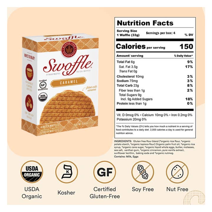 Swoffle - Wholesale Cookie - Swoffle Caramel Filled Original Waffle Cookie 4 Count Box5