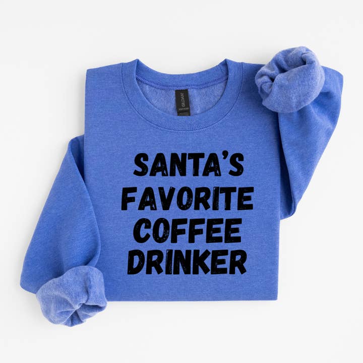 Simply Spoken Apparel - Wholesale Graphic Sweatshirt - Women's - Santa's Favorite Coffee Drinker Christmas Sweatshirt