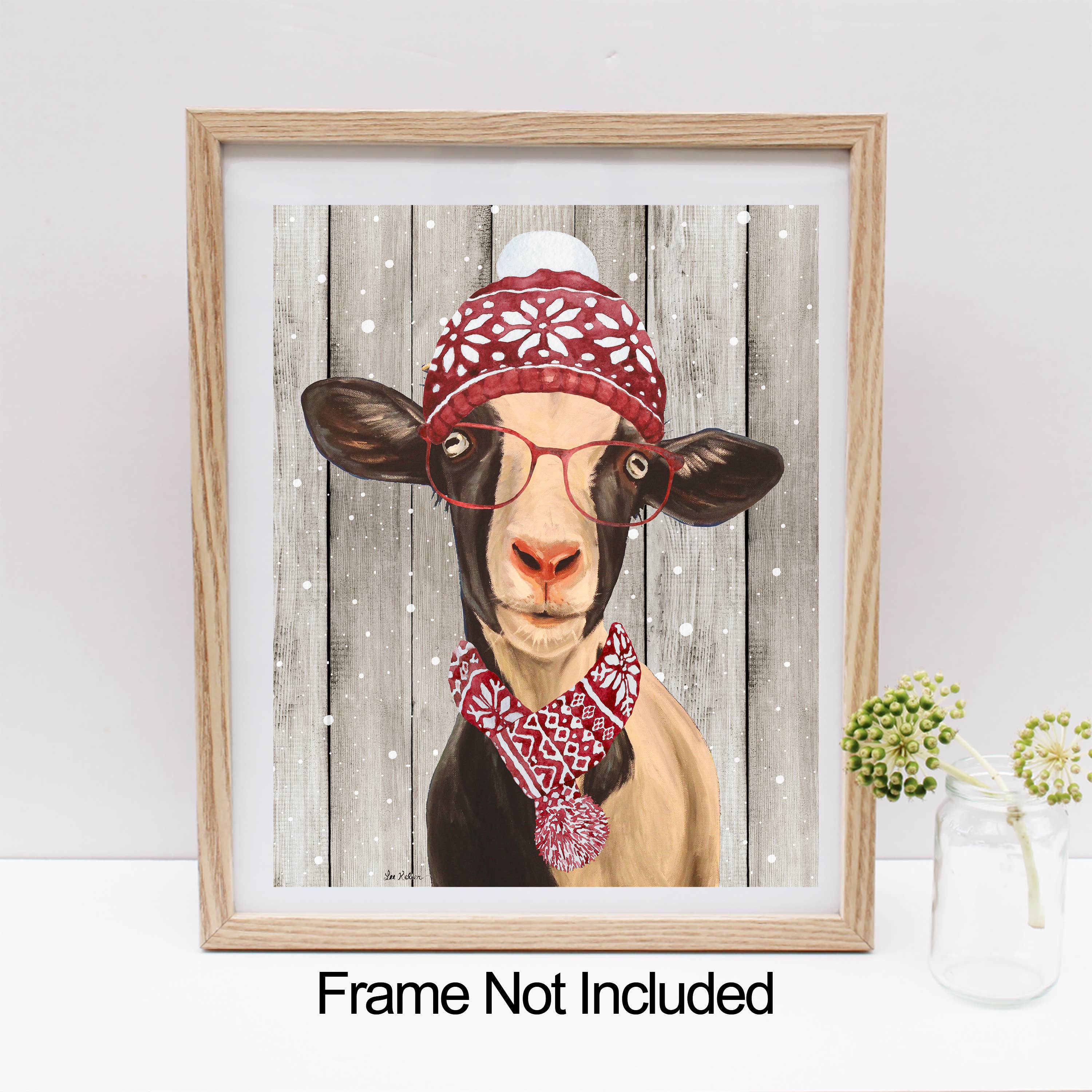 Hippie Hound Studios - Wholesale Art Print - Christmas Goat Art Print, Fun Christmas Wall Decor0