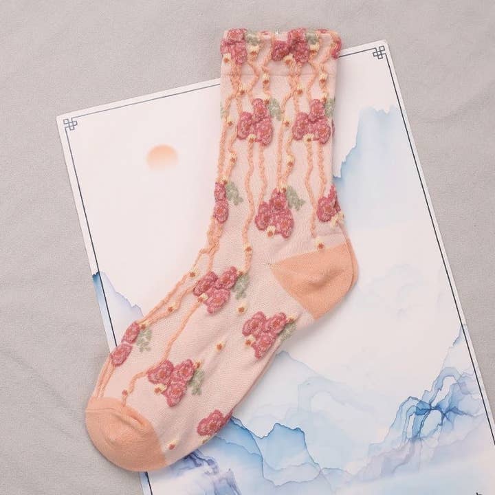 Funkyrel® Atzbranding Limited - Wholesale Socks - Women's - Rufia - Orange Embossed Women's Socks