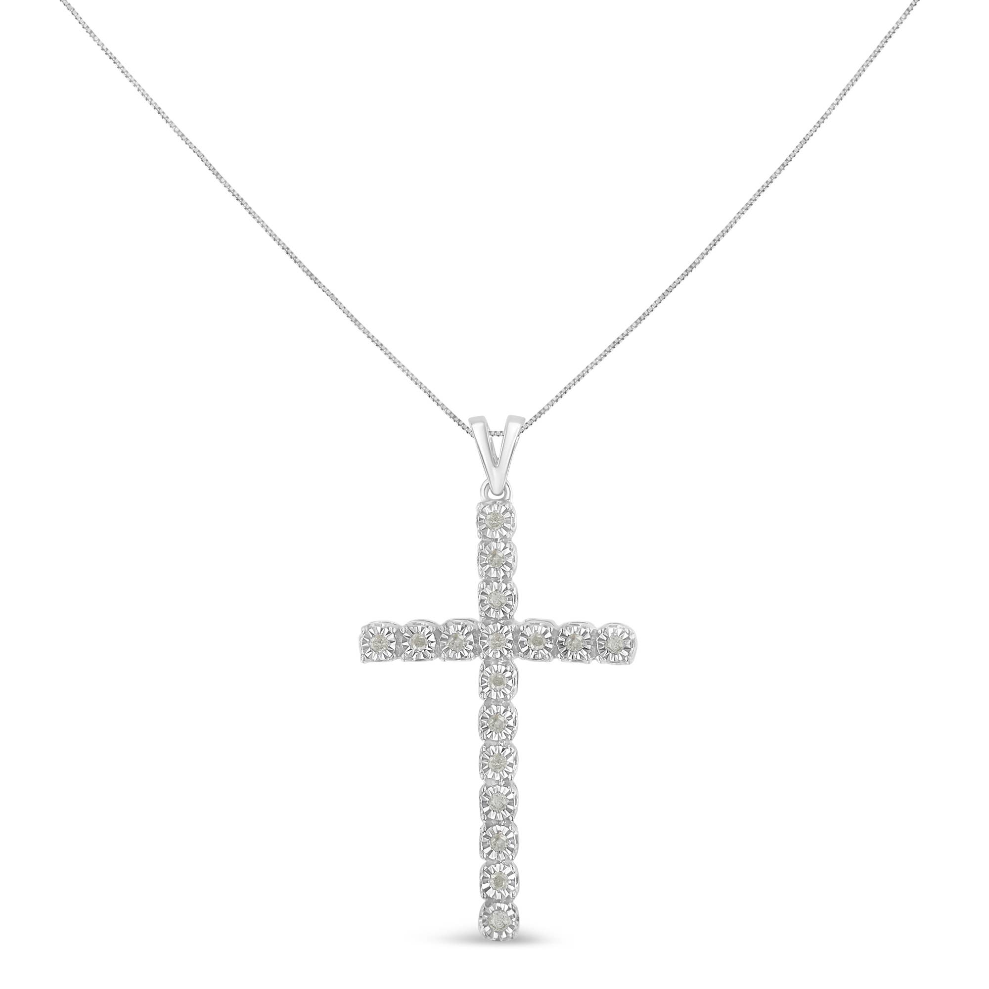 Infinite Jewels - Wholesale Pendant/Charm Necklace - Sterling Silver 1/4ct Tdw Diamond Cross Pendant Necklace1