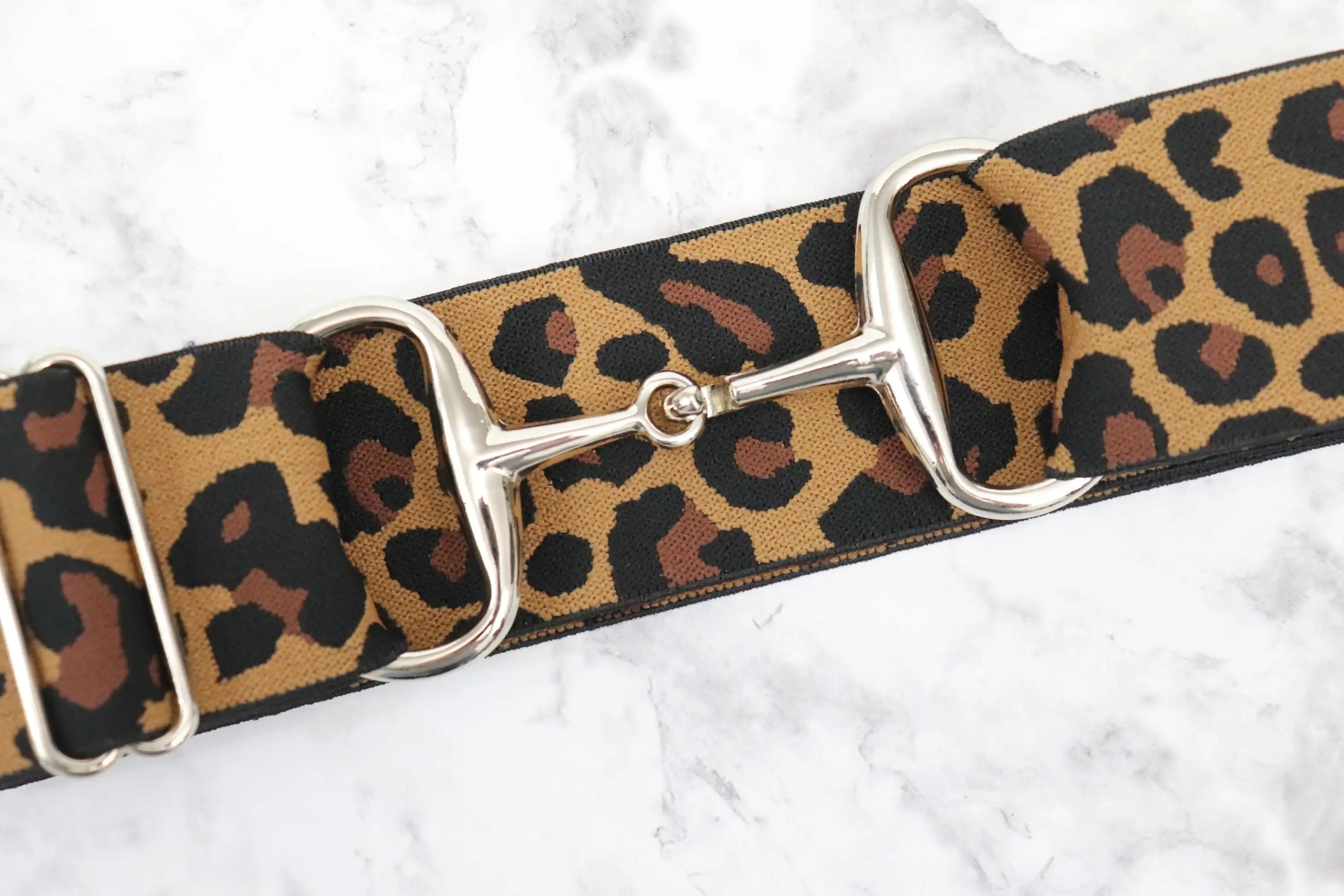 Heads Up Apparel - Wholesale Belt - Women's - 2 inch Brown cheetah Elastic Equestrian Belt 0