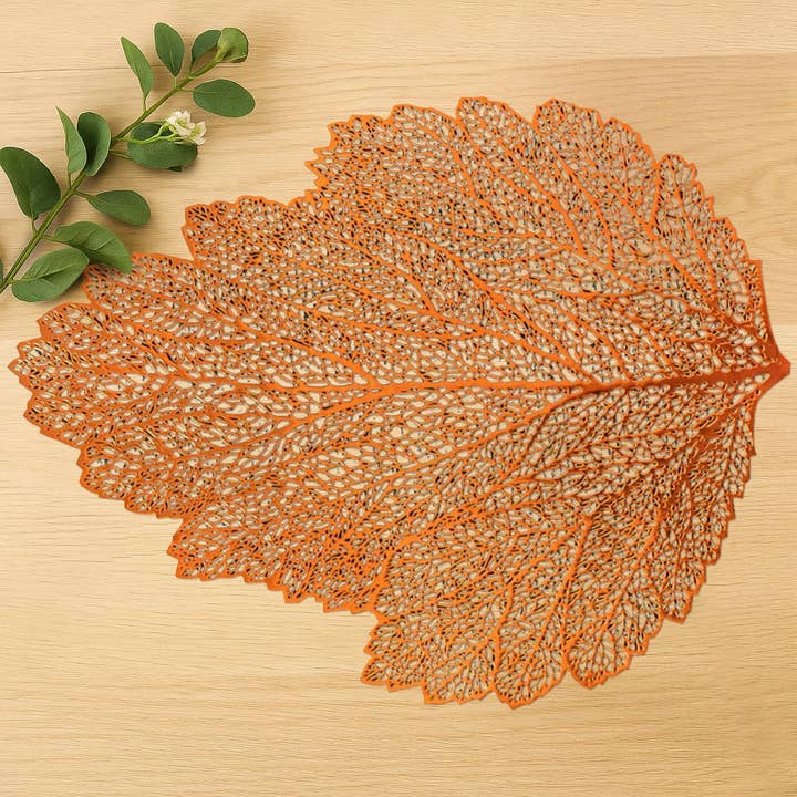ROSE GOLD Leaf Cut Out Vinyl Placemats - Set of 6 for wholesale on Faire1