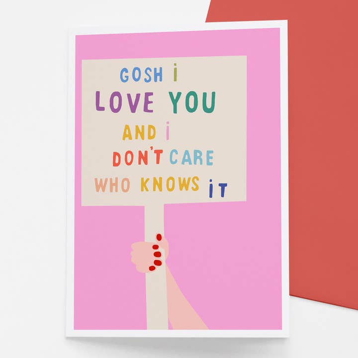 Gosh I Love You valentine card for wholesale by Francesca Iannaccone
