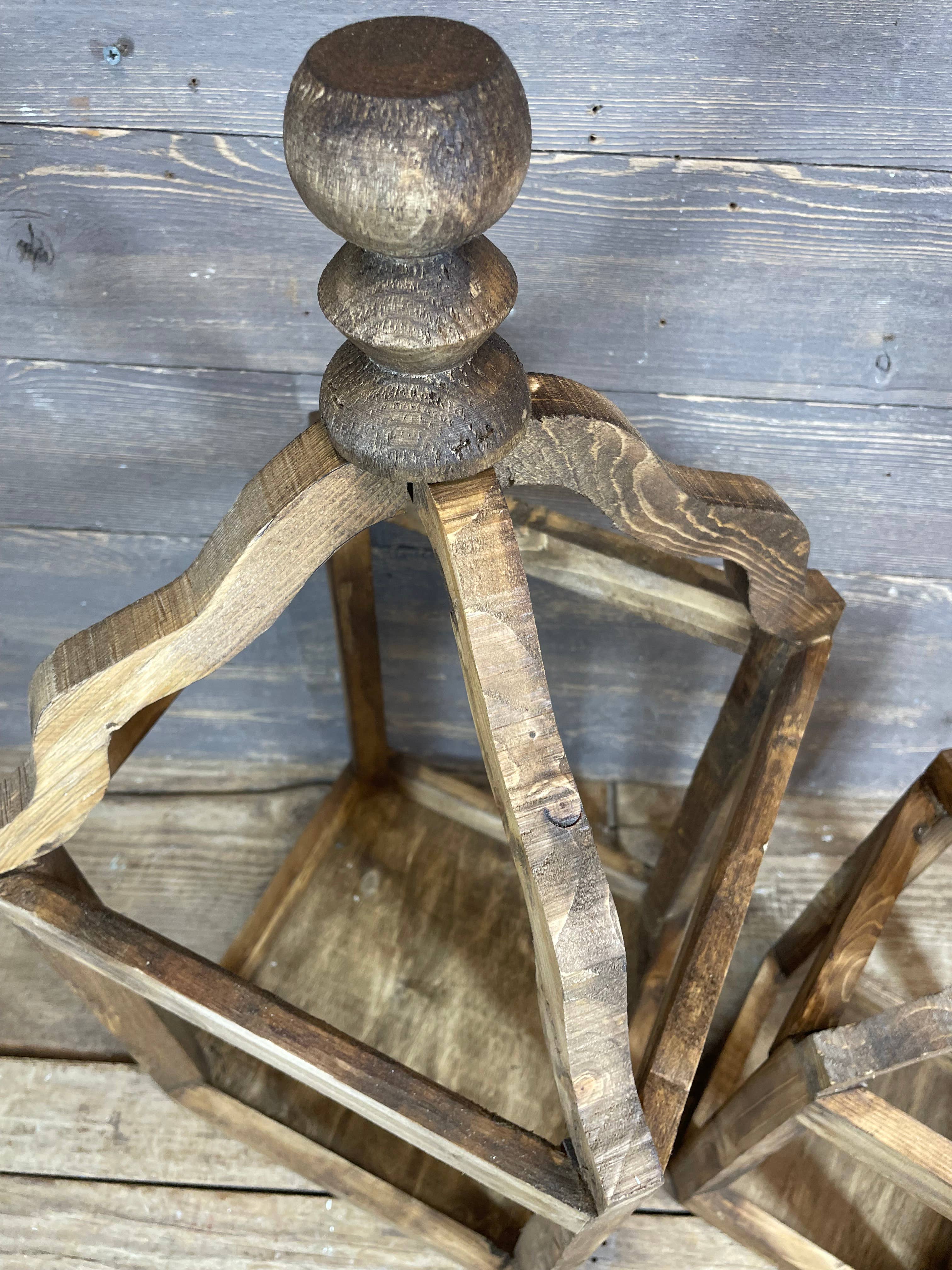 My Amigos Imports - Wholesale Lantern -  Pinnacle Farmhouse Wood Lantern-Set of 2-Rustic-Brown4