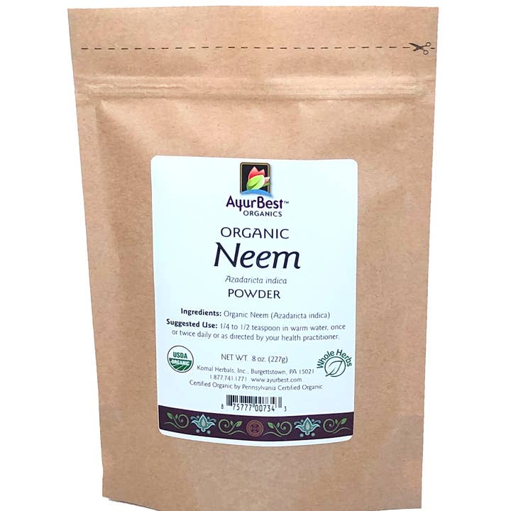 Komal Herbals, Inc - Wholesale Herbs - Wholesale Spices & Herbs - Neem Powder, Organic 8oz (227g) Bag
