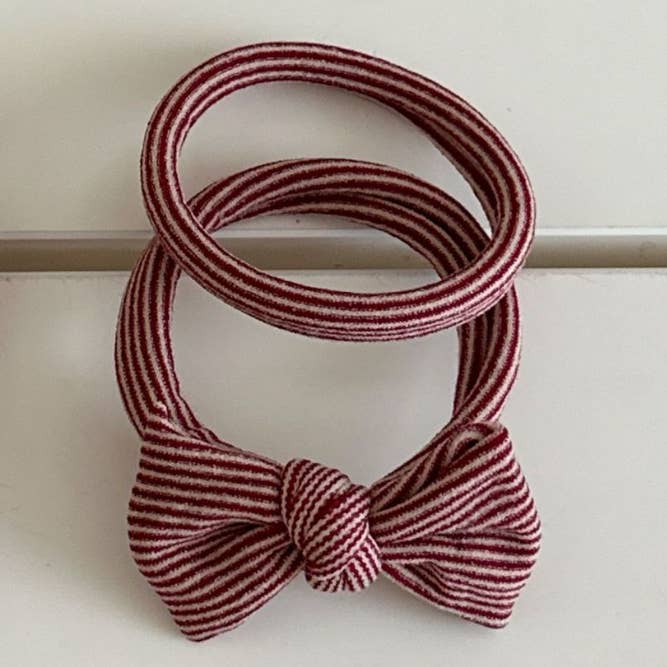 Assorted Red Striped Bow Seamless Hair Ties (Set of 4)  for wholesale on Faire1
