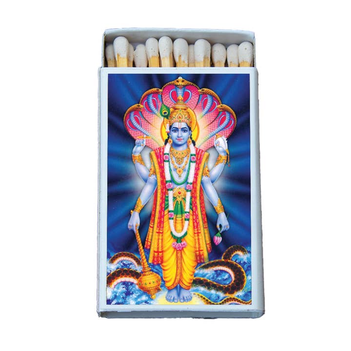 Hindu Deity Vishnu Matchbox • Candle Acc • Matches for wholesale by Most Amazing