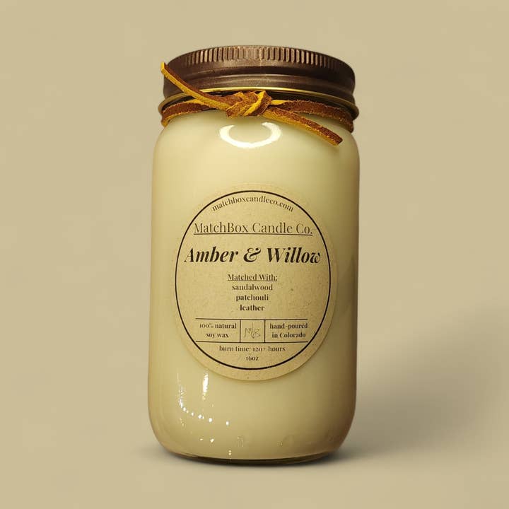 Amber & Willow for wholesale by MatchBox Candle Co.