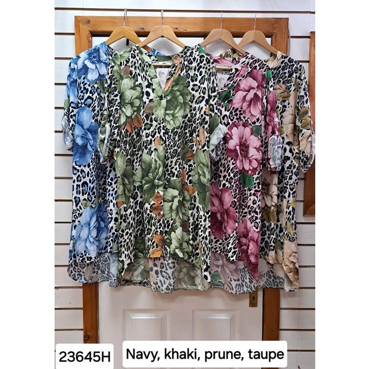 Animal and Floral print casual Tunic Dress-23645H for wholesale by Paradiso Couture